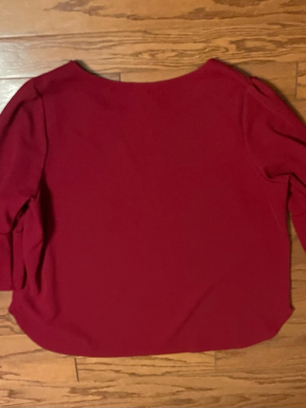 Green Envelope Maroon Red Bell 3/4 Sleeve Blouse Top - 3X